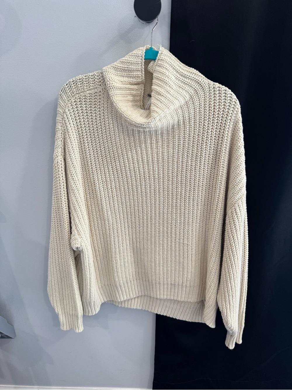 Free People Cream Chunky Knit Turtleneck Sweater | Size S/P